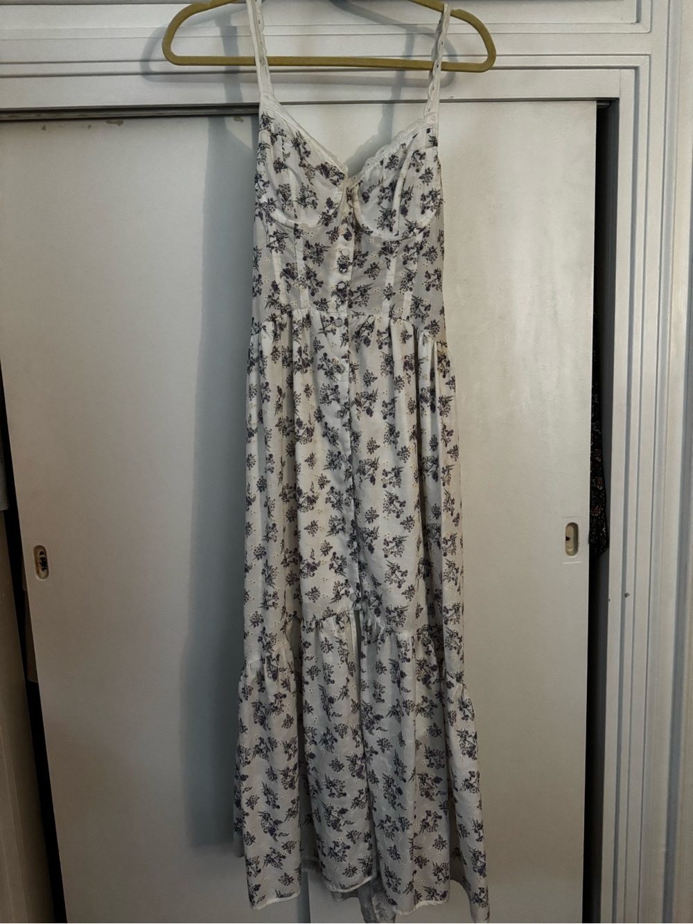 Astr White Maxi Dress with Lavender Floral Print